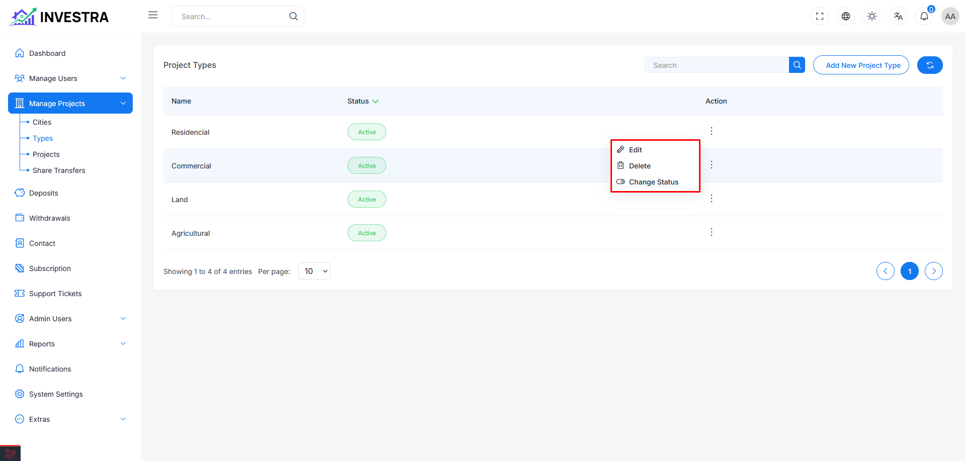 Type Action Menu Type Action Menu